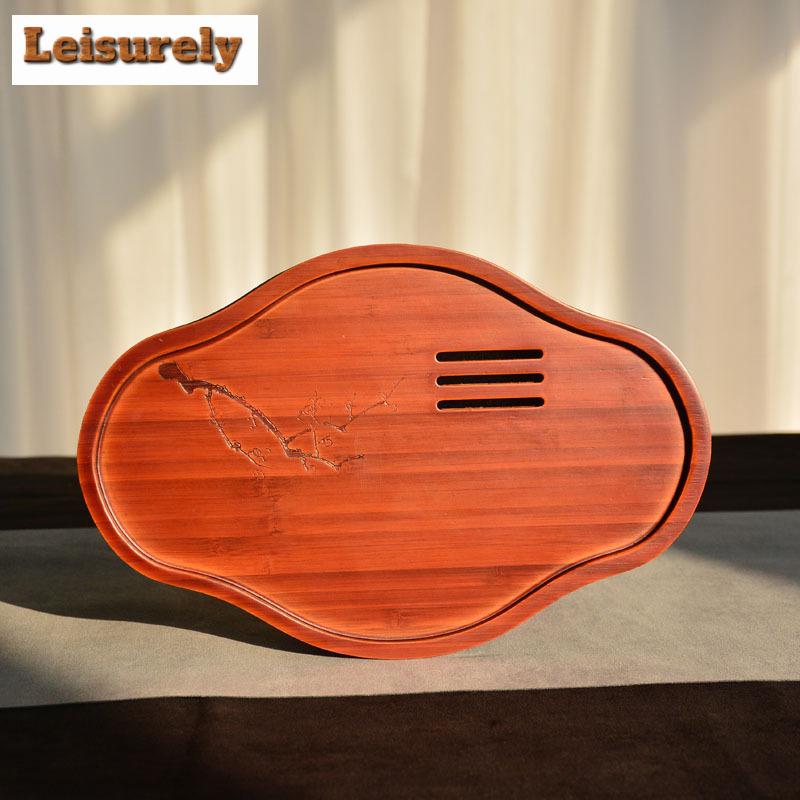 300ML Black Pottery Bamboo Colver Tea Tray Japanese Water Storage Dry Brewing Table Samll Tea Board Kung Fu Teaset Accessories