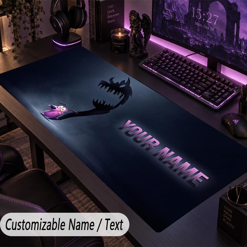 Custom Text Big Mousepad, Extended Desk Pad For Laptop Work GameCourage the Cowardly Dog