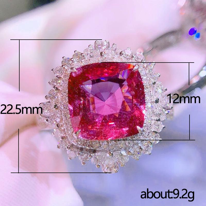 European and American Popular Colored Jewelry Rings, Luxury Simulated Ruby Zircon Rings, High-end Anniversary Accessories