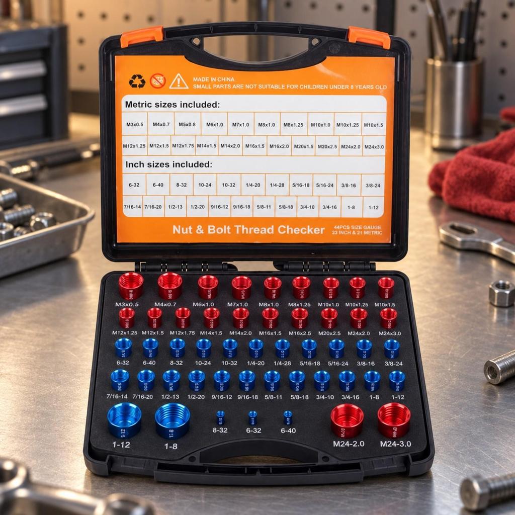 52 Pieces Nut and Bolt Thread Checker Color-Coded for Workshops, Mechanics