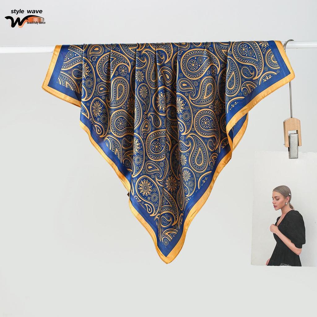 Spring & Summer Korean Style Women's Fashion Silk Scarf - Versatile Printed Design for Hot Selling Live Broadcasts