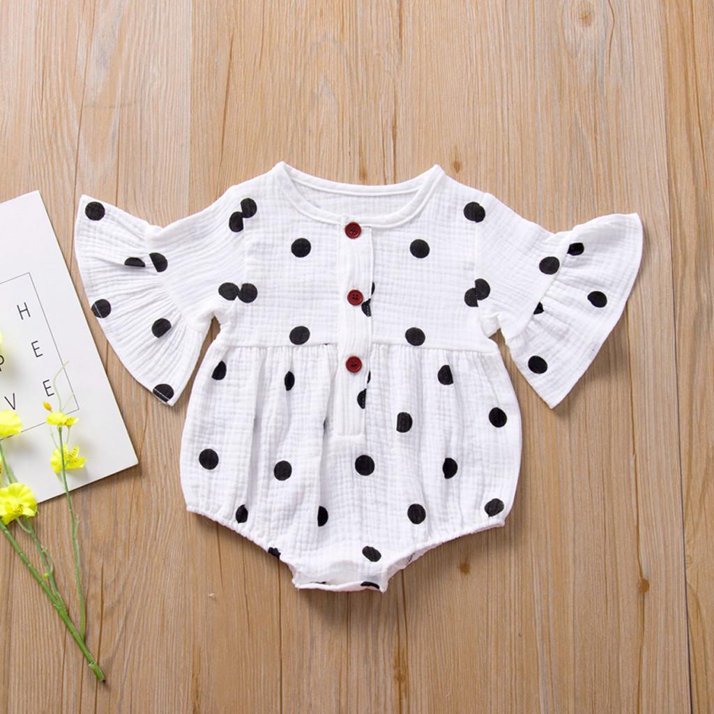Infant Newborn Baby Girls Flare Sleeve Cartoon Bodysuit Romper Clothes Outfit