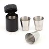 4Pcs/Set  Stainless Steel Wine Shot Mini Silver Glasses Barware Cup With Leather Cover Bag For Home Kitchen Bar
