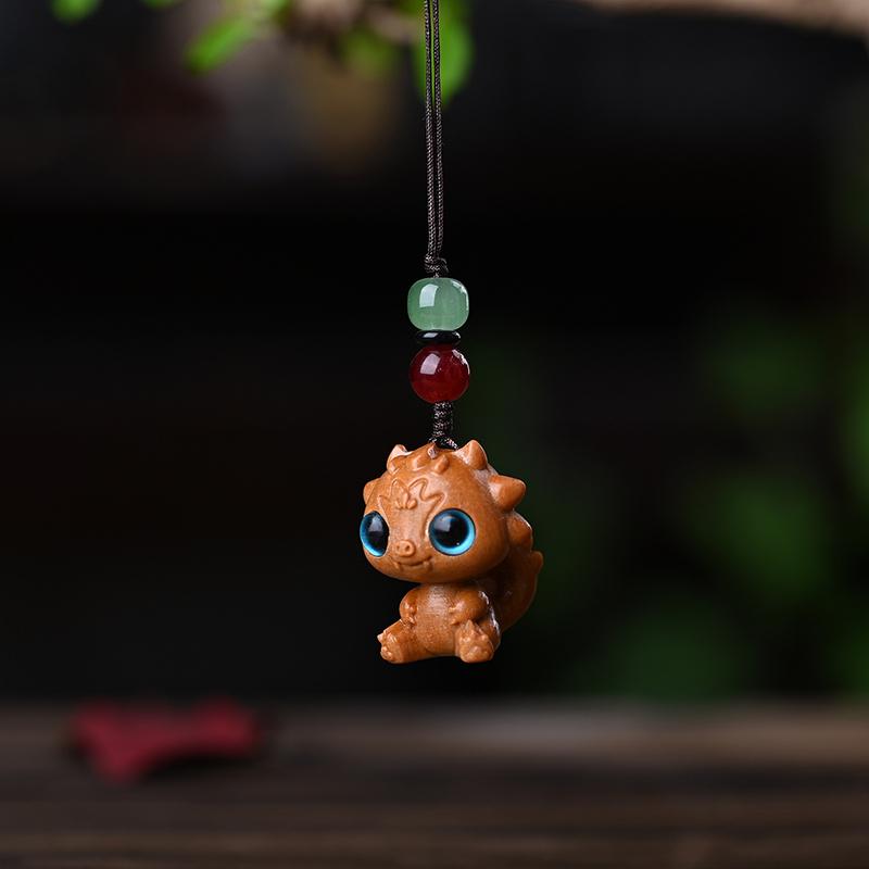 1/12 st Kreativ Tolv Djurzodiak Snideri Trä Nyckelring Hänge Kinesisk Zodiak Träsnideri Telefonkedja Väskdekoration Gåvor