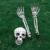 Halloween Skull Hand Arm Yard Stake Lifelike Skeleton for Head Figurine Garden Decoration Haunted House Props
