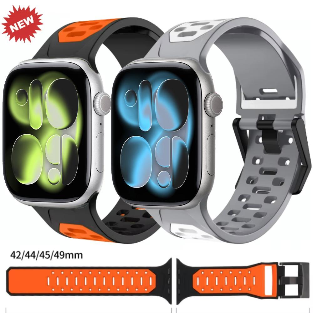 Silicone Strap for Apple Watch 11 10 46mm/Ultra 3 2 1 49mm Sport Wristband Correa iWatch 9 8 7 6 5 SE 45mm 44mm Band Accessories