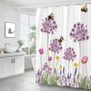 Watercolour Flower White Shower Curtain Simple Style 3D Plant Flowers Waterproof Polyester Bathroom Curtains Bath Screen Decor
