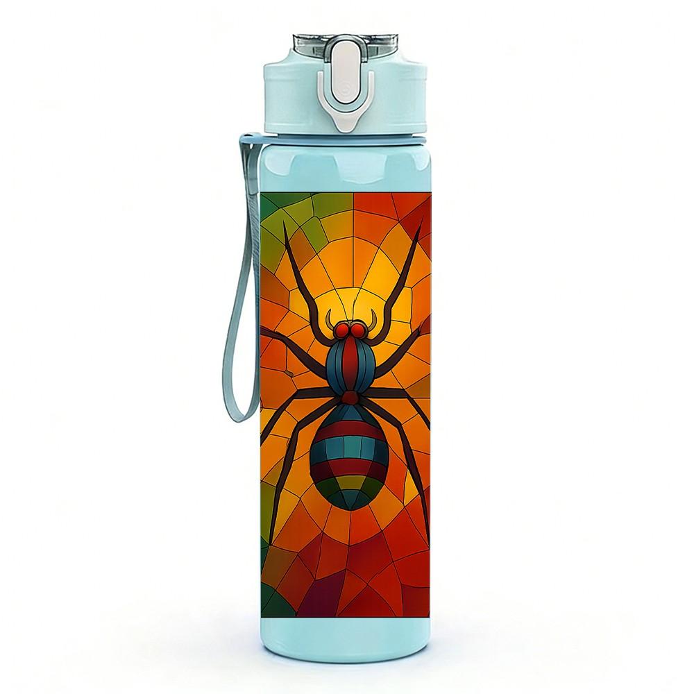 1PC Spider Web Colorful Art Print 750ml Color Plastic Sports Water Bottle Leakproof Flip Straw Lid Suitable for Sports Office Home Use
