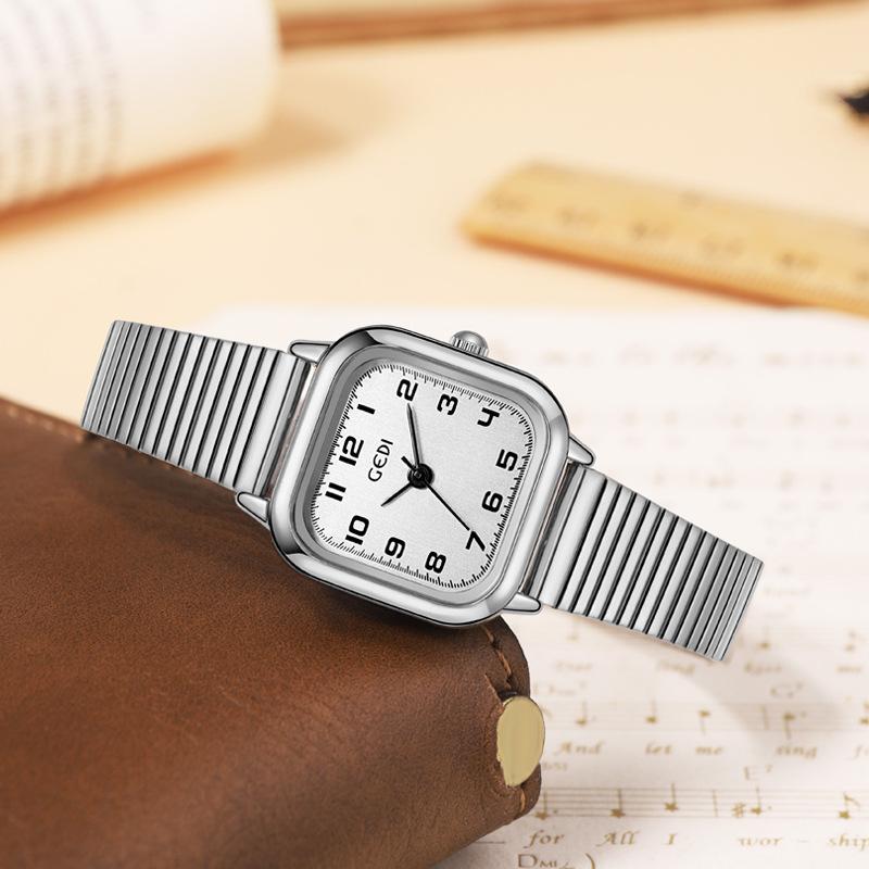 Small Square Plate Student Watch Simple High-End Steel Belt Quartz Watch Women'S Waterproof Guangzhou Watch