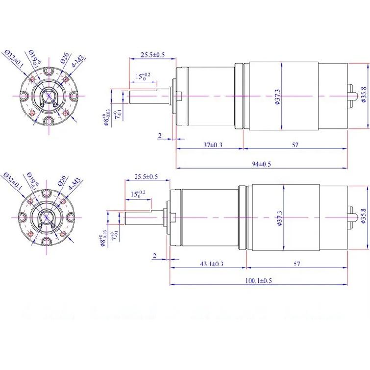 32-555 DC 12V 24V Micro High Torque Planetary Gear Motor