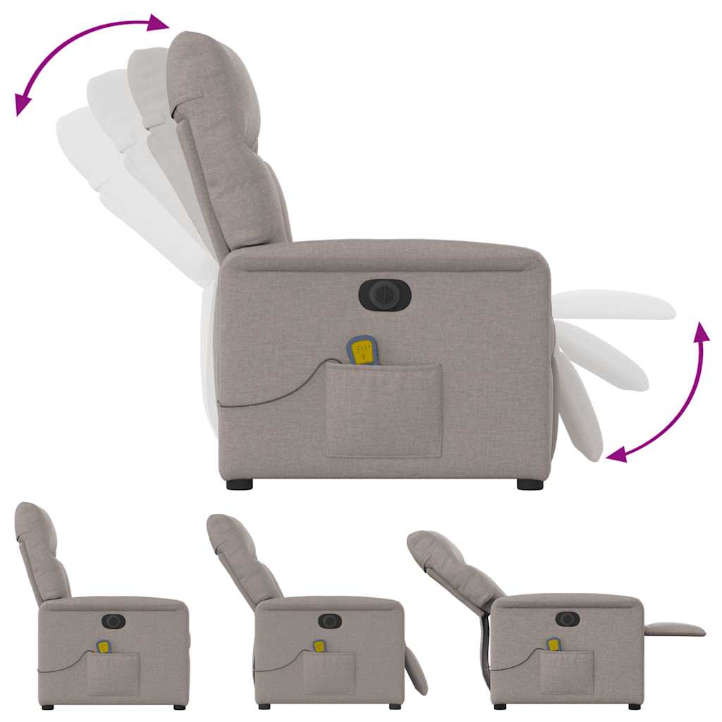 Foldable Massage Armchair, Electric, Taupe Color, Fabric