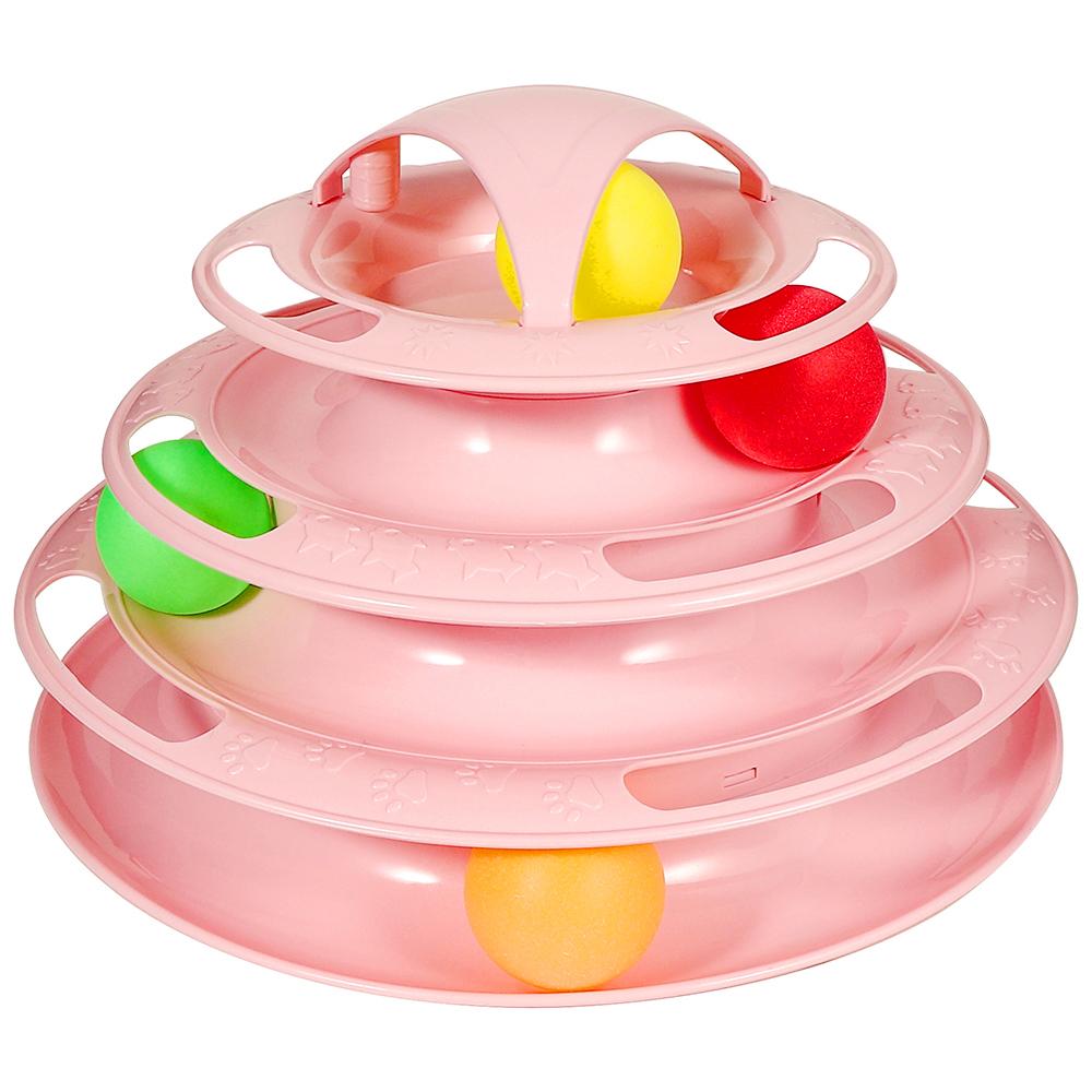 

Cat Toys 4-Tier Turntable Roller Colorful Balls Interactive Kitten Exercise Toys Set B