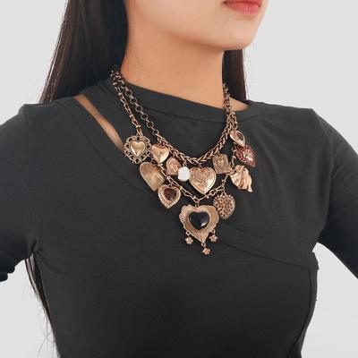 2024 Bohemian Multi-layer Metal Love Pendant Necklace for Ladies