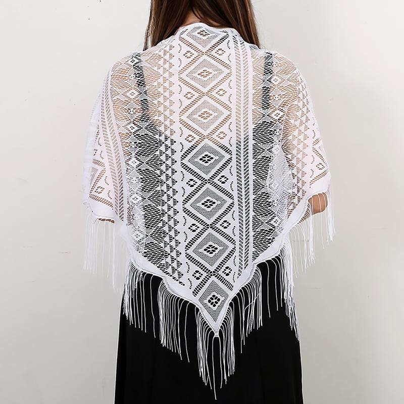 Printed Butterfly Lace Scarf Hollow Tassel Triangle Scarf Embrodiery Women Headscarf Femme Shawls Scarves Long Veil Floral Scarf