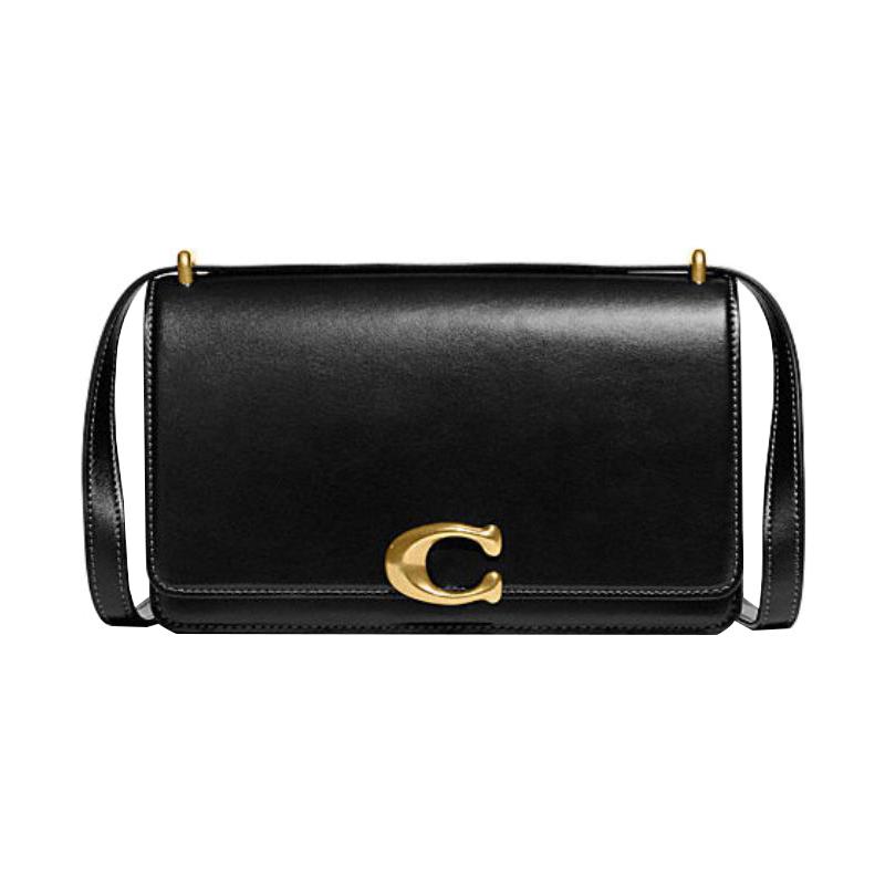 

COACH Bandit 24 solid color buckle closure multi-function pocket cow leather crossbody shoulder bag medium size women s black чорний