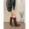 North Island Daughter! Korean Version Three-wear Pointed Inner Height-increasing Stacking Boots Pleated Flat Boots