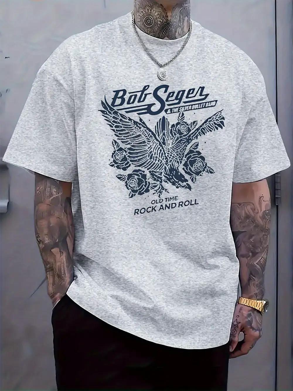 Bob Seger Rock Style Print Short-Sleeve Round Neck T-shirt L