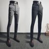 Men's Black Slim-Fit Elastic Business Casual Trousers - Nine-Point Korean Style