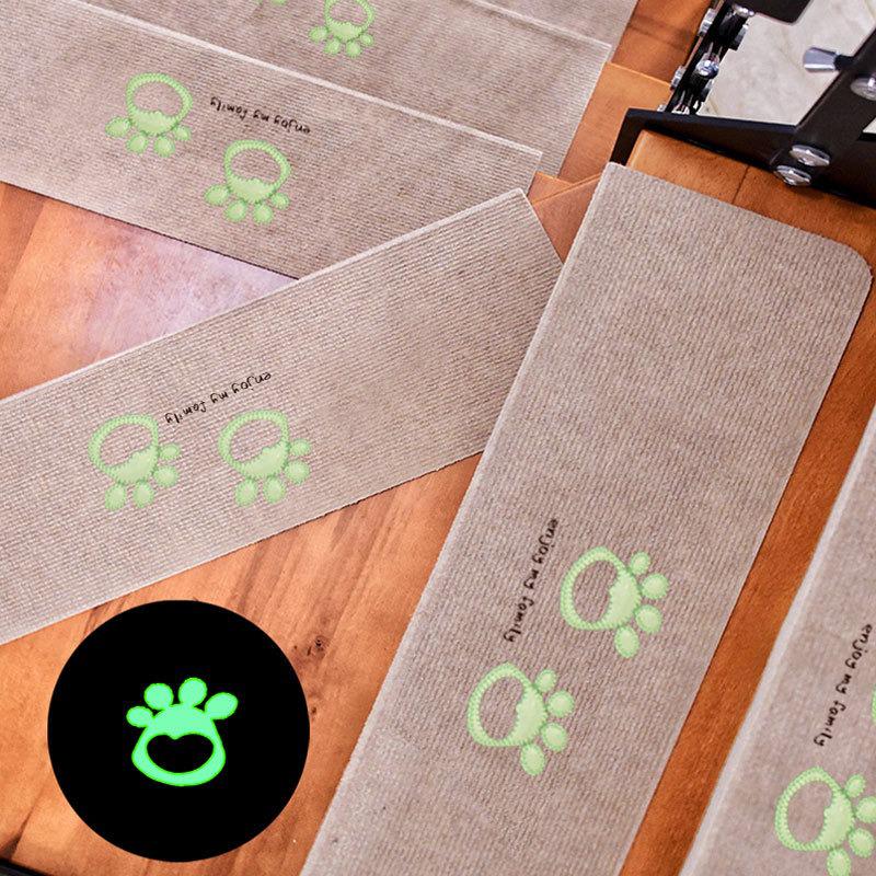 Luminous Self-Adhesive Stair Tread Mats - Splicable, Glue-Free, Solid Wood Protection Carpets