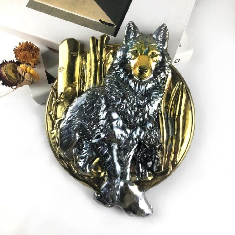 Wall Decor Jewelry Mold Pendant Decoration Cartoon Wolf Relief Mirror Mold