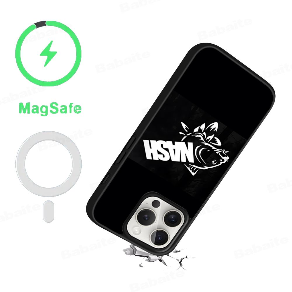 Nash Horgász Logo Telefontok Mágneses Tok iPhone 16 14 13 12 11 15 Pro Max Plus-hoz Magsafe Vezeték nélküli Töltéshez Borító