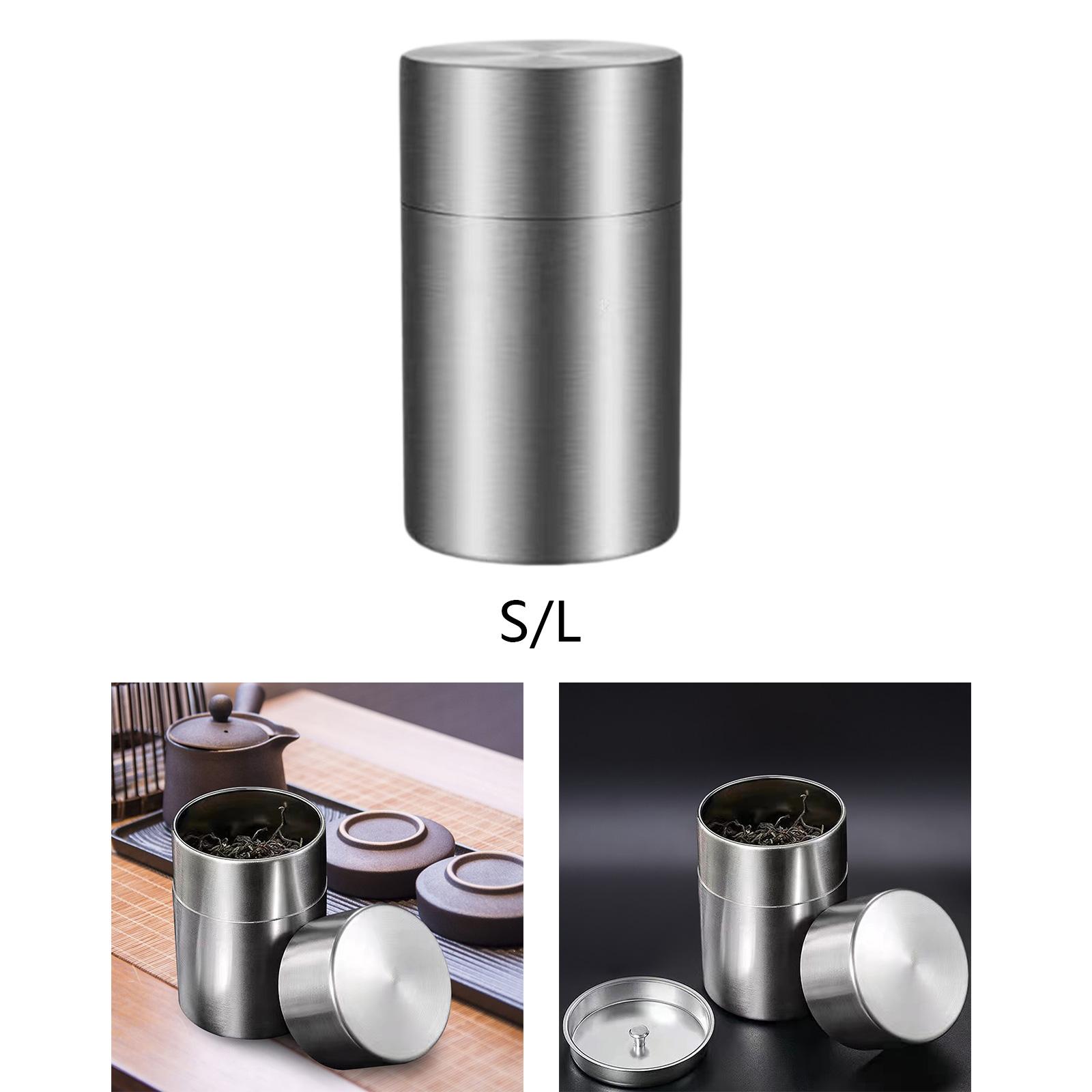 Tea Tins Canister,Loose Tea Canister Stainless Steel Multiuse Reusable Food Storage Canister Double Layer Loose Tea Storage S