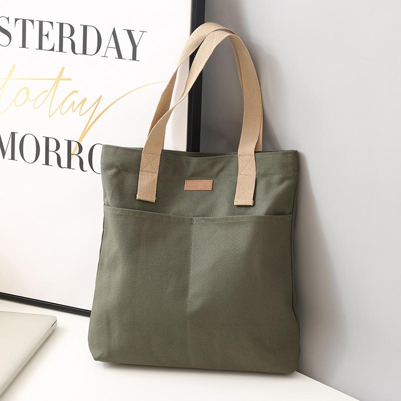 

1Pc Women s Tote Bag Canvas Sewing Thread Large Capacity Advanced Sense Handbag Cvenient Practical Female s Commuter Bag зелений
