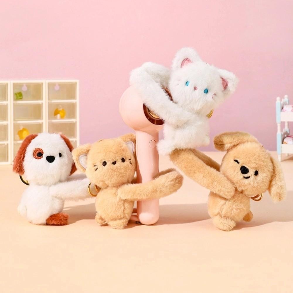 Stickable Couple Cartoon Keychains Stuffed Animal Plush Key Rings Cat Dog Plush Dolls  Men Women