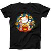 Maneki Neko Smiling Face Lucky Cat Funny Gift Tee Black T Shirt 49