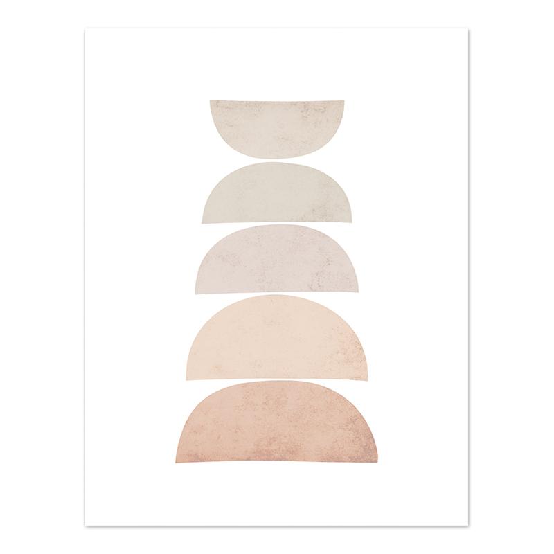 Boho Abstrakt Geometrisk Sol Rising Rainbow Beige Lerret Maleri Vegg Kunst Bilder Plakater Print Interiør Stue Hjem Innredning