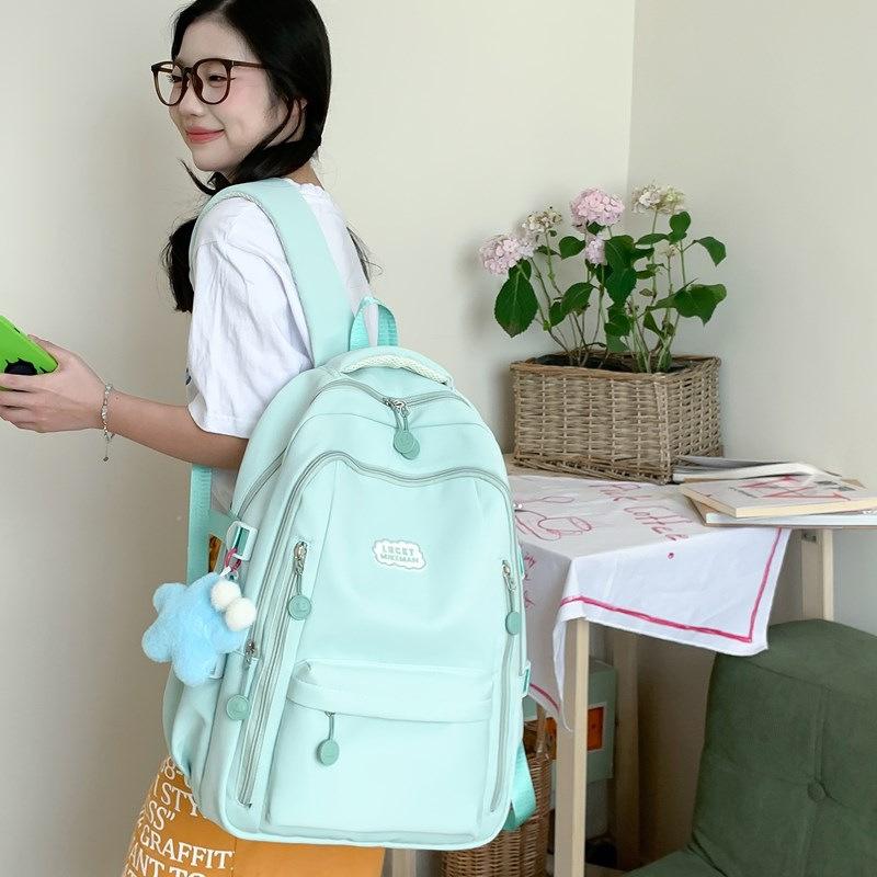 Schoolbag1011 Casual Backpack Male Female Junior High School Backpack College Student Simple School Bag Outdoor Travel Commuter Women's Bag
