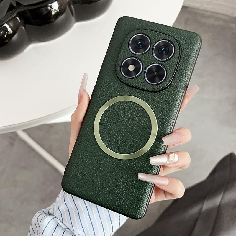 

Для Xiaomi Redmi Note 14 Pro Plus чехол Роскошный PU Магнитный беспроводной зарядный защитный чехол для Redmi Note 14 14pro Shell For Redmi Note 14 5G зелёный