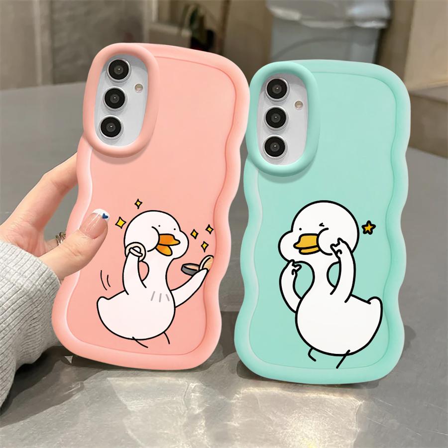 Cartoon Duck Soft Phone Cover Case for Samsung Galaxy A52 A13 A14 A11 A15 A12 A21s A16 A05 A04 A22 A06 A03 A33 A23 A53