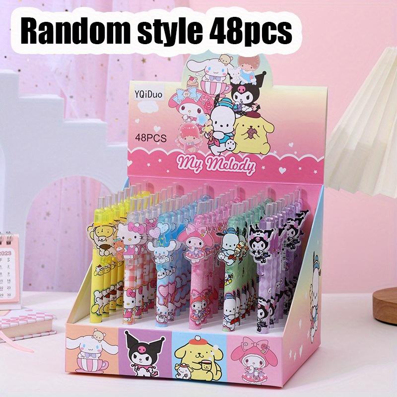 

48Pcs Kuromi Sanrio Gel Pens Cute Melody Hello Kitty Acrylic Patch Press Pen Highvalue Stationery Gifts School Supplies 0.5mm Black Random style 48Pcs