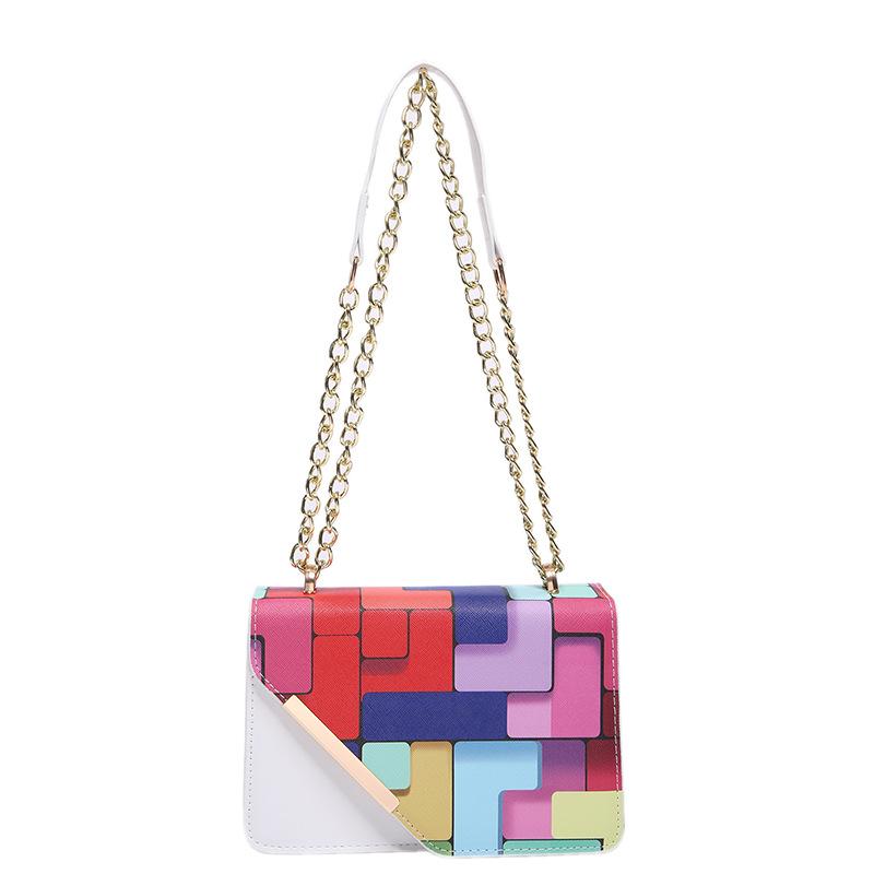 Geantă Mică Casual Proaspătă și la Modă cu Lanț Geantă Mică pentru Femei În Vară Nouă Modă Culoare Contrastantă Crossbody Geantă Mică Pătrată