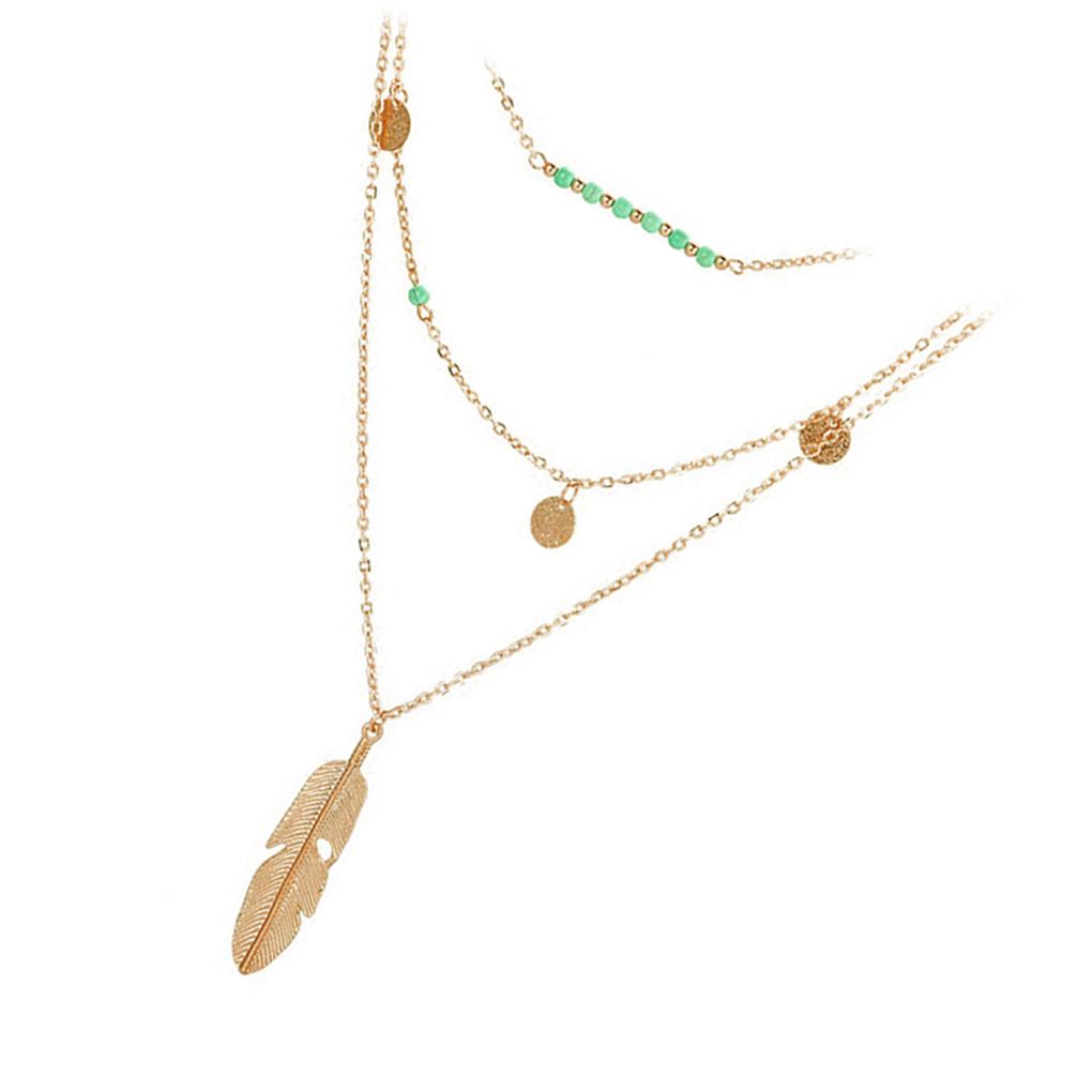 Women Multi-layers Collar Pendant Choker Necklaces Multiple Row Sequin Beads