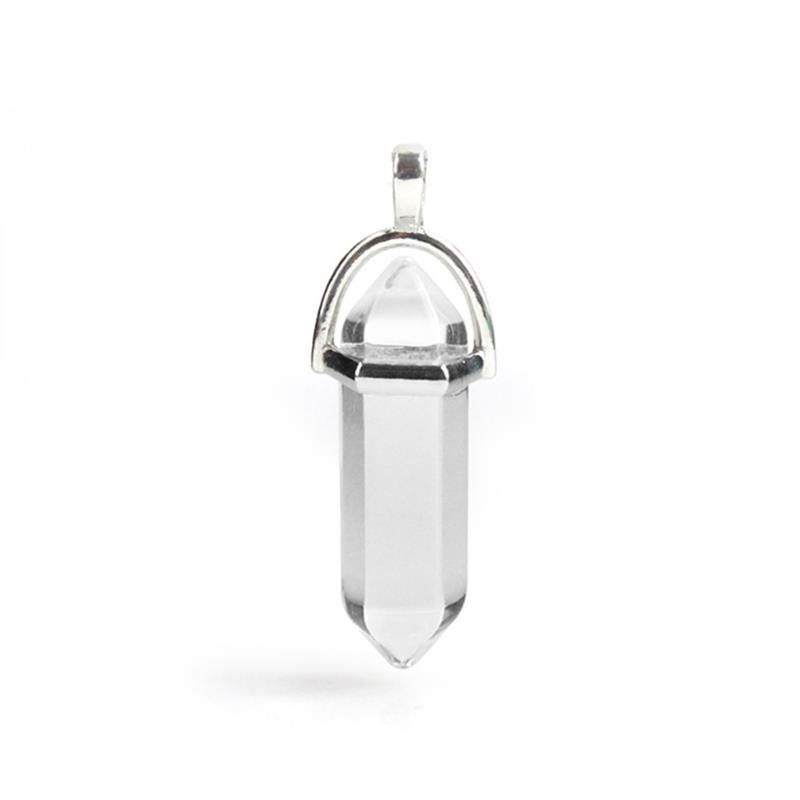 Collar Colgant De Columna De Fluorita De Color, Colgante De Cristal, Piedra De Gema Natural