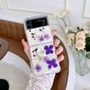 Real Dried Flower Sequins Glitter Phone Case For Samsung Z Flip 3 4 5 6 Case For Galaxy Fold 4 5 6 Soft Shockproof Cover