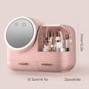 Dustproof Makeup Storage Box with LED Mirror Large Capacity Multiple Compartments Countertop Makeup Storage Organizer