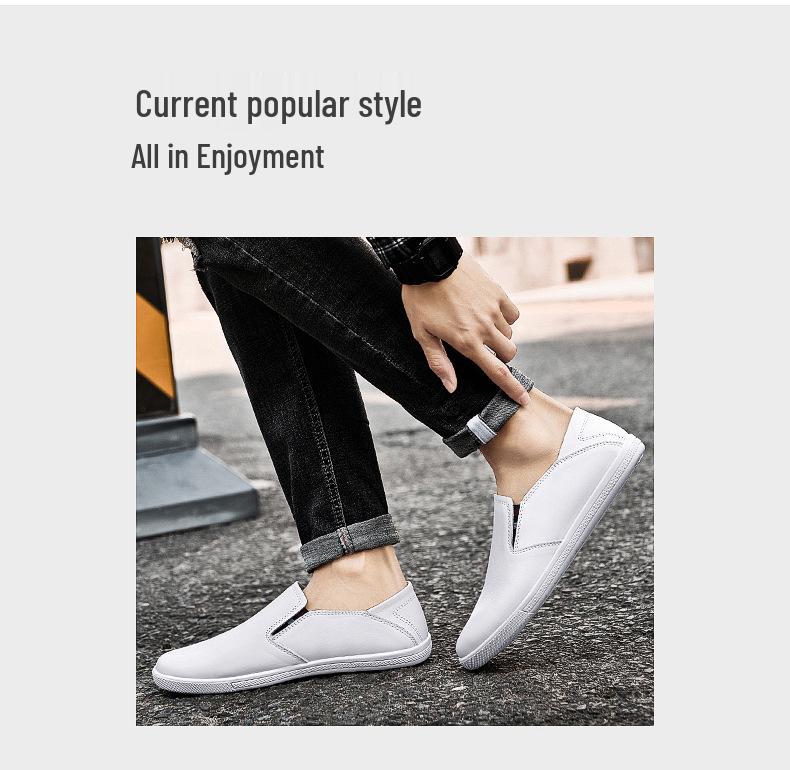 Men's Spring Casual Loafers: Breathable Two-Use Cowhide White Slip-Ons