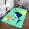 Tropical Ocean Theme Carpet with Marlin, Coral, and Yellow Fish Design Suitable for use as an anti-slip for living room bedroom sofas