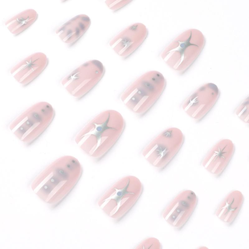 Silver Star Spot Wearable Short Nails - Nail Art Tips