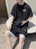 Korean Style Men's Sportswear Set - Short Sleeve T-shirt & Casual Basketball Shorts, Summer 2026 Trend