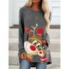 Christmas Gift 3D Printed Long Sleeved T-shirt for Women, Fashionable New Year Round Neck Top