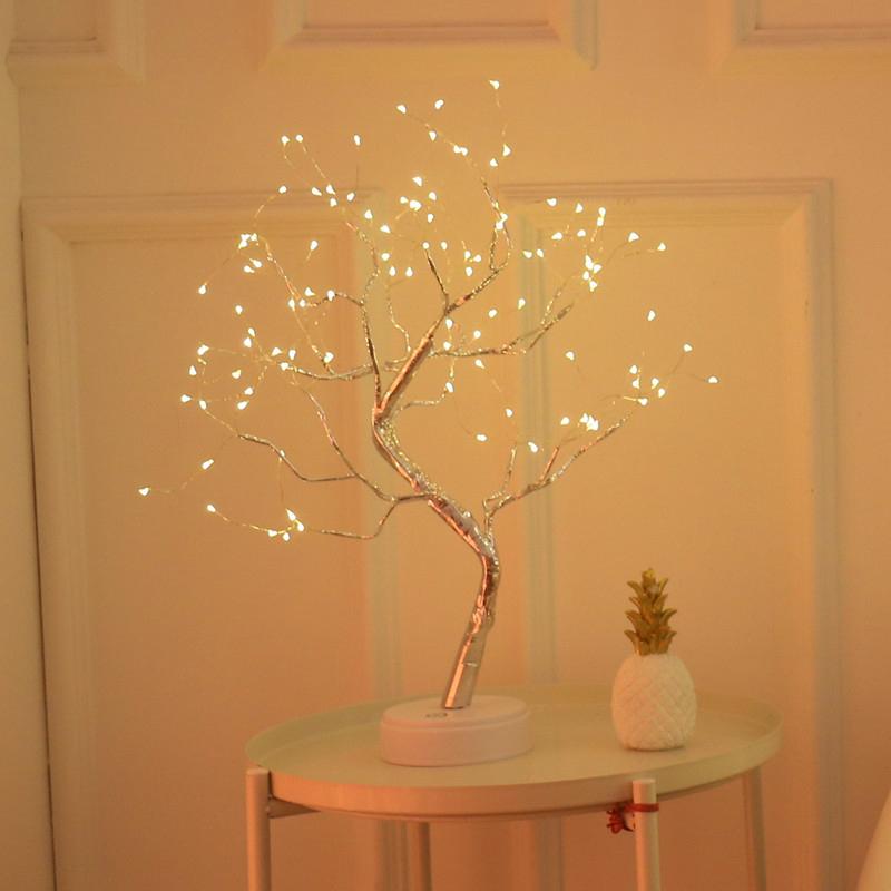 36/108LEDs Tabletop Tree Lamp, LED Atmosphere Night Lights, USB or AA Battery Lighting, for Camping Bedroom Holiday Party Decor
