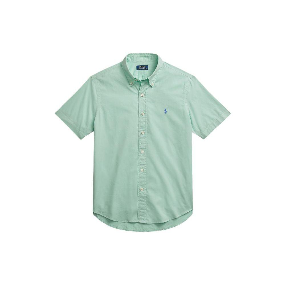 

Polo Ralph Lauren Ss23 Однотонная однобортная рубашка с вышитым логотипом Мужские рубашки Зеленые MNPOWOV1N820-631