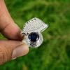 Gift For Her Natural Tanzanite Quartz Stackable Adjustable Ring 925 Silver