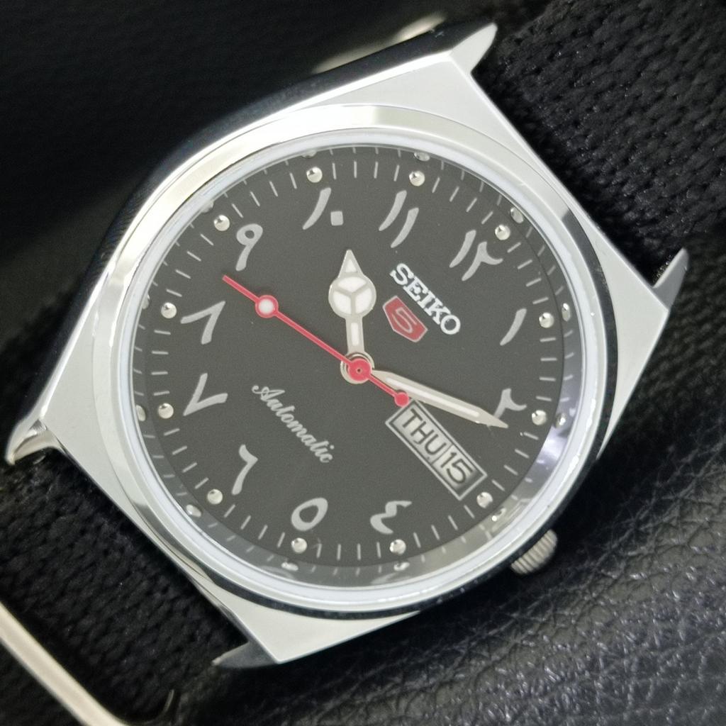 AUTOMATIC VINTAGE REFURBISHED SEIKO 5 JAPAN 6309A MENS BLACK WATCH a441338-5 Sk-a441338
