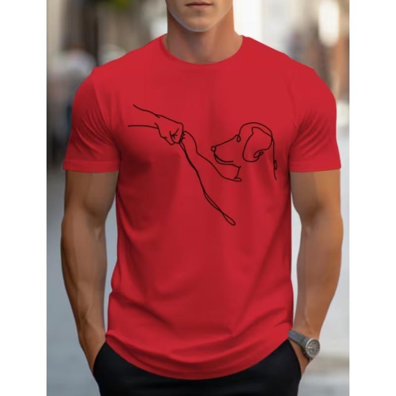 Unisexs Line Art Dog Print Tshirt Super Cute Handdrawn Puppy Sketchinteraction Paw Print Leash Graphic Tee Brand Mbdmbd