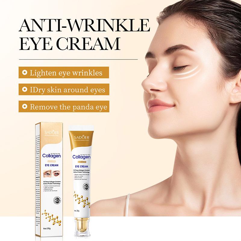 Sadoer Crème contour des yeux anti-rides au collagène Crème contour des yeux hydratante et hydratante
